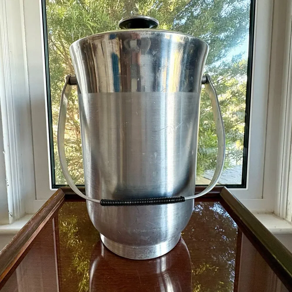 Vintage Italian Aluminum Champagne Ice Bucket Large Barware